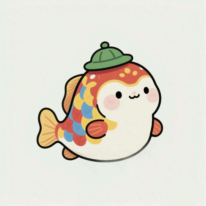 Chibi cá đáng yêu đội mũ hoạt hình