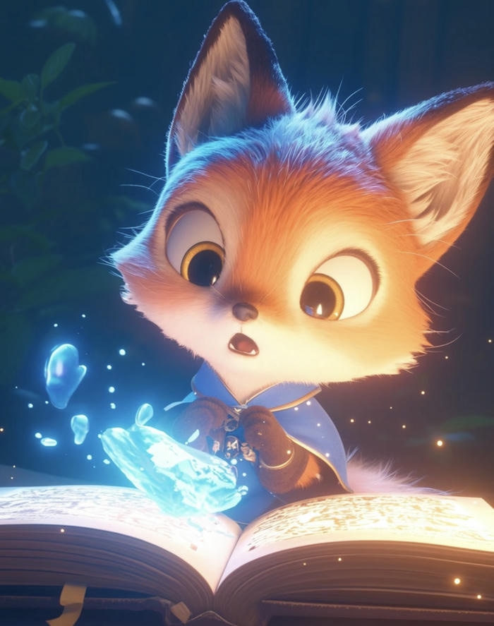 Chibi con cáo ánh sáng kì ảo