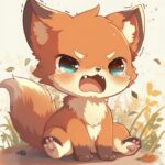 Chibi con cáo đang rất là buồn