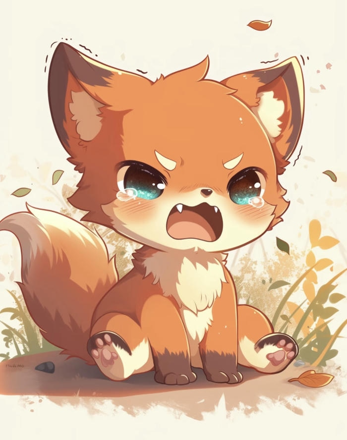 Chibi con cáo đang rất là buồn