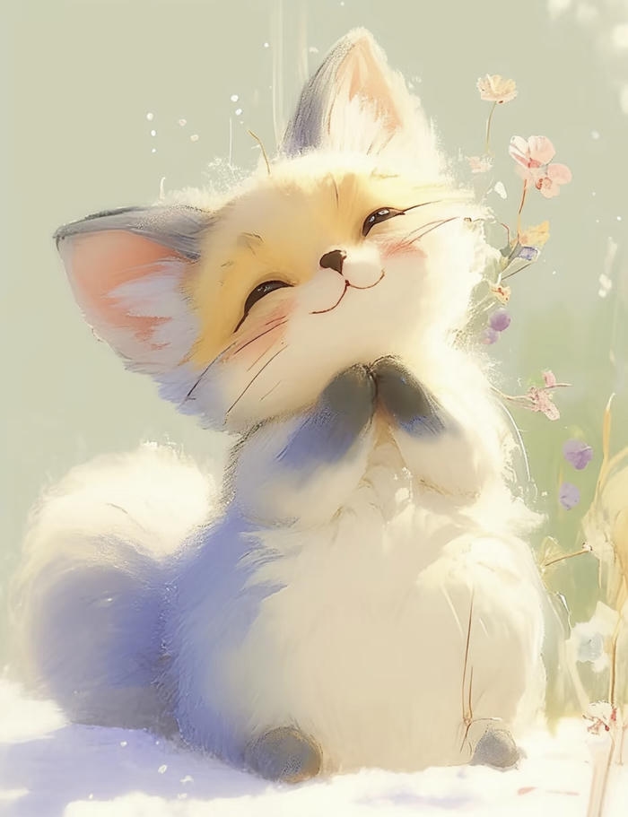 Chibi con cáo màu sắc tươi sáng