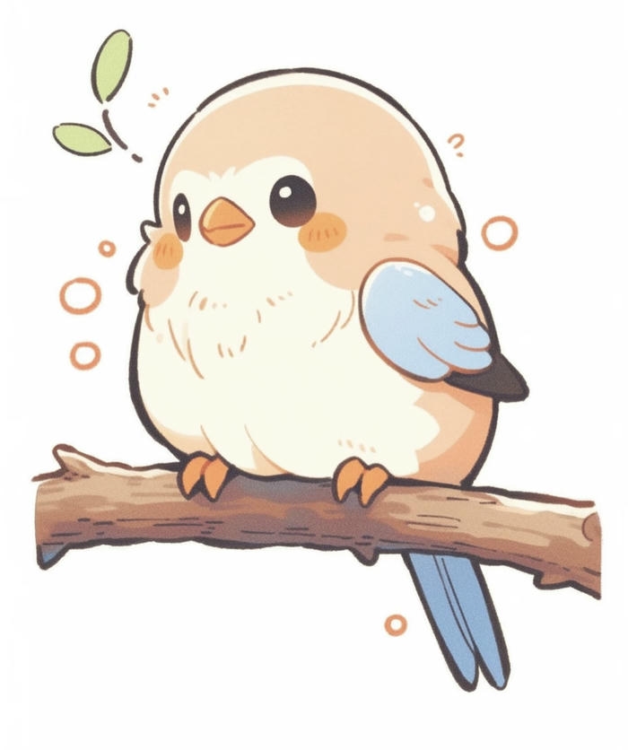 Chibi con chim đậu nghiêng đầu