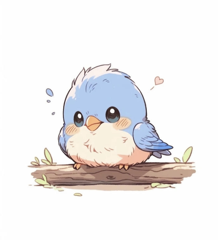 Chibi con chim đôi mắt to tròn trênh cành