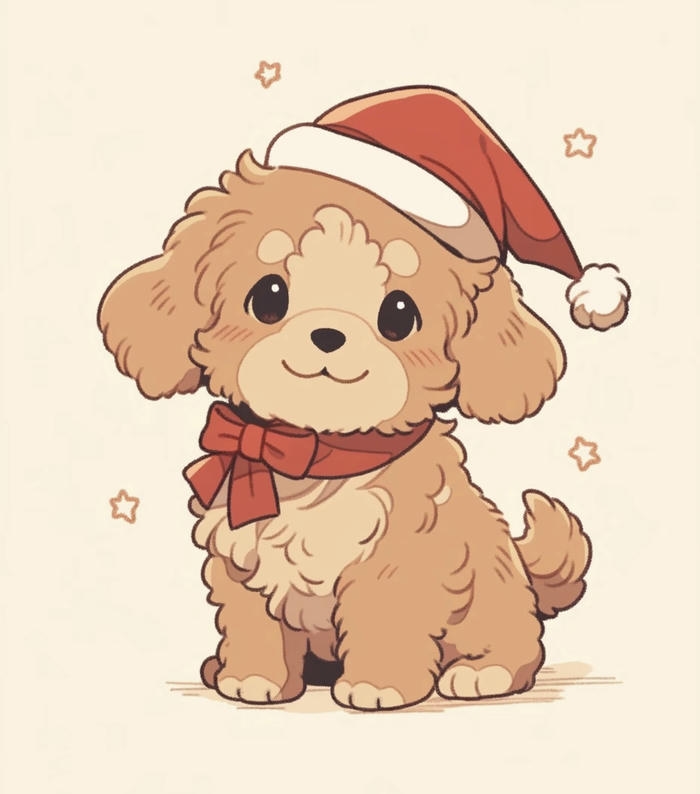 Chibi con chó đội mũ noel