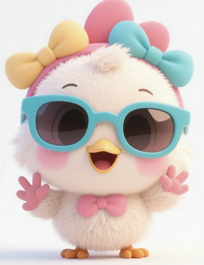 Chibi con gà đeo kính râm to