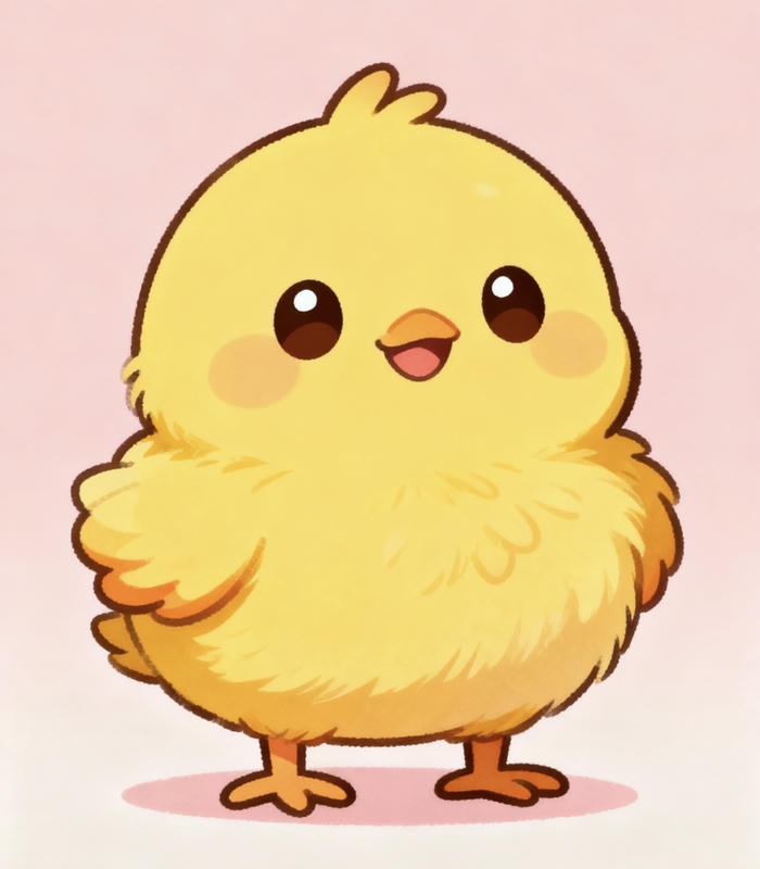 Chibi con gà đôi mắt tròn xoe