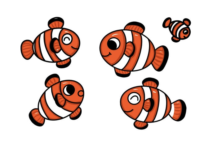 Chibi đàn cá dễ thương bơi vui