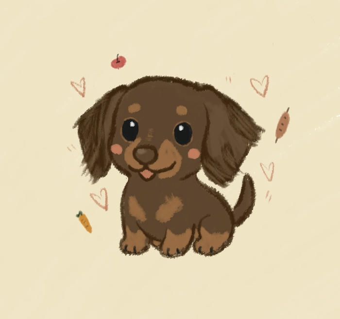 Chó chibi đứng yên màu nâu đậm