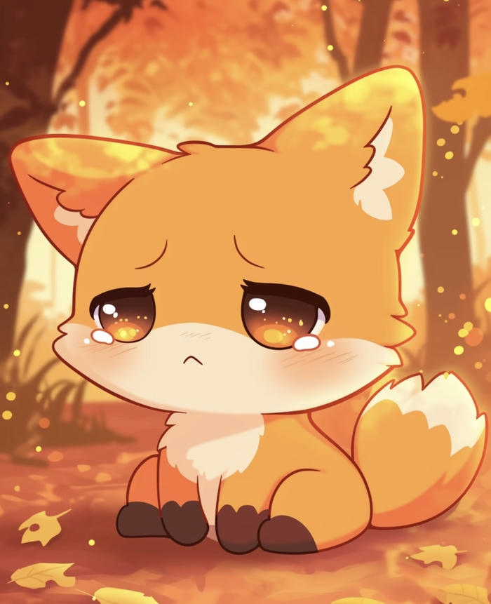 Con cáo chibi dễ thương hoạt hình mếu máo