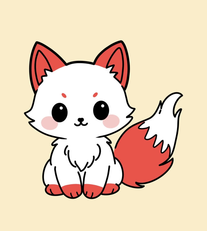 Con cáo chibi nhỏ xinh dễ thương màu trắng