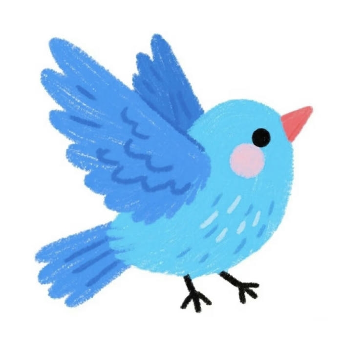 Con chim chibi biểu cảm ngộ nghĩnh xanh biển