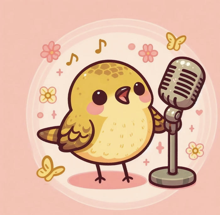 Con chim chibi cầm mic hàng hước