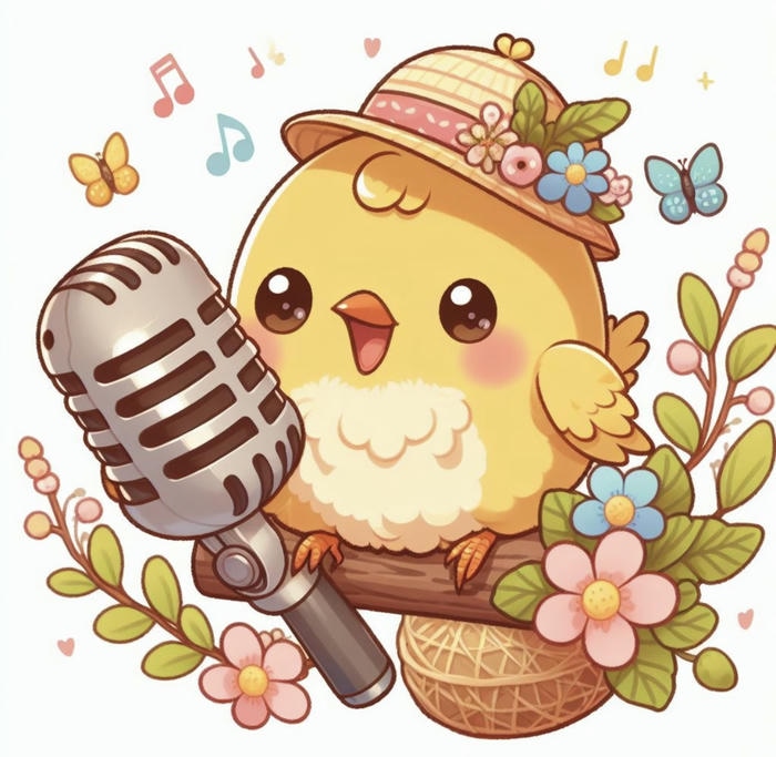Con chim chibi màu vàng hát hò