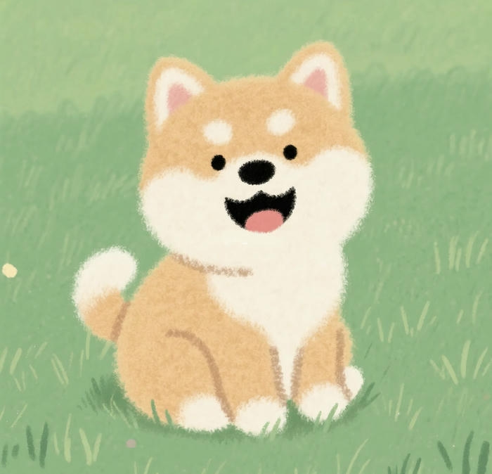 Con chó chibi dáng tròn ở vườn