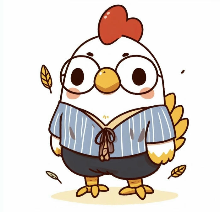 Con gà chibi mắt to trông ngộ đeo kính