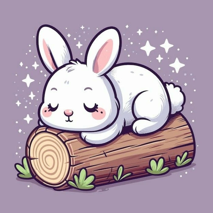 Con thỏ chibi biểu cảm dịu dàng đang ngủ