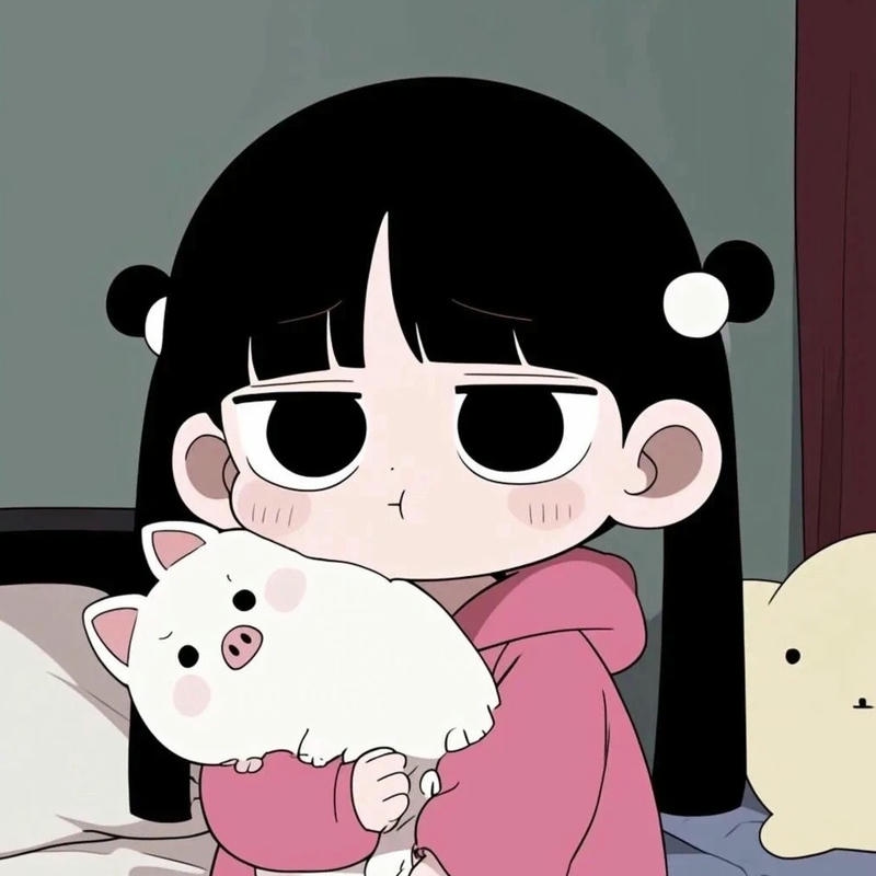 Hình ảnh avatar cute nữ chibi tóc đen ôm mèo