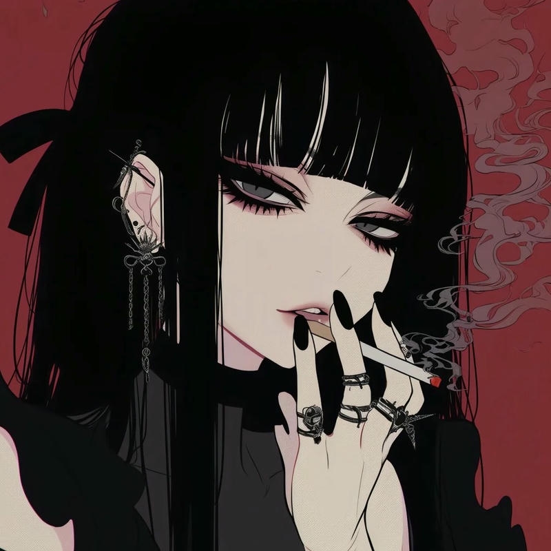 Hình ảnh avatar nữ ngầu hút thuốc trong bóng tối