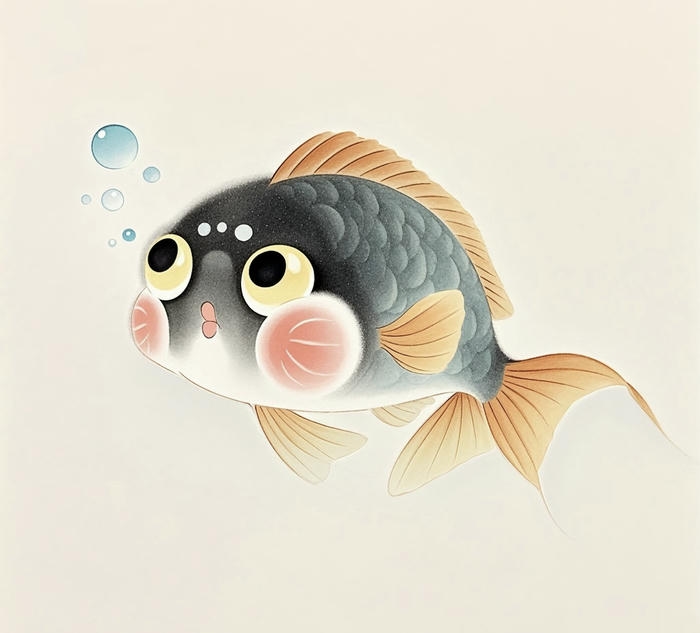 Hình ảnh cá chibi dễ thương xanh đen