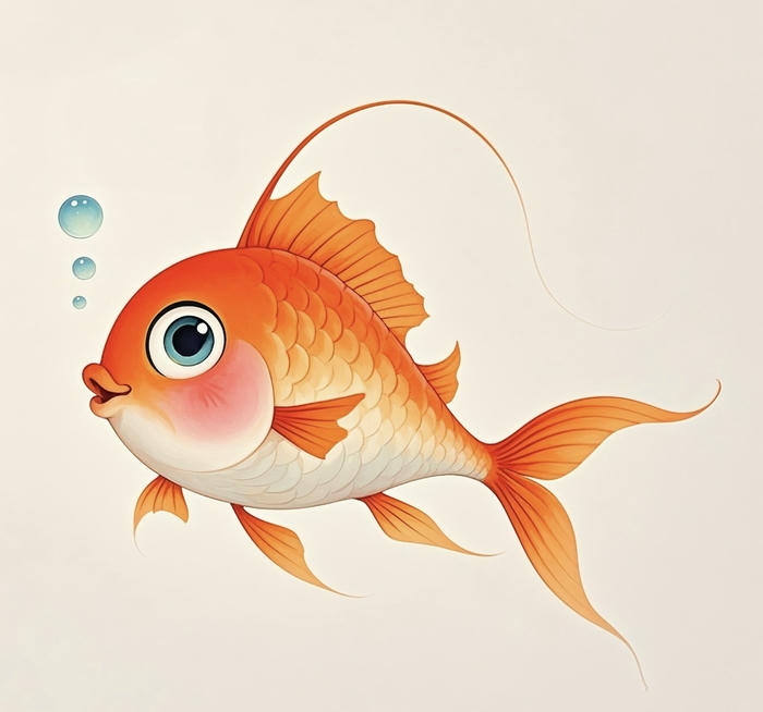 Hình ảnh cá chibi siêu đáng yêu thả bong bóng