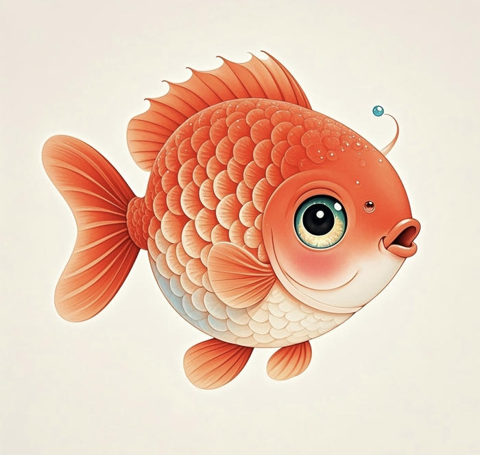 Hình ảnh chibi cá màu cam ngộ nghĩnh