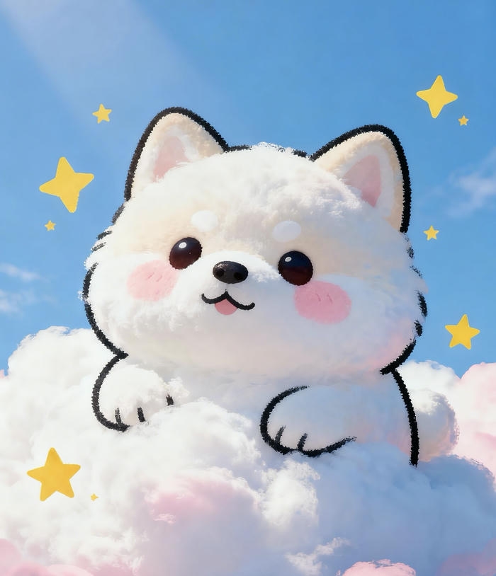 Hình ảnh chibi con chó thư thái