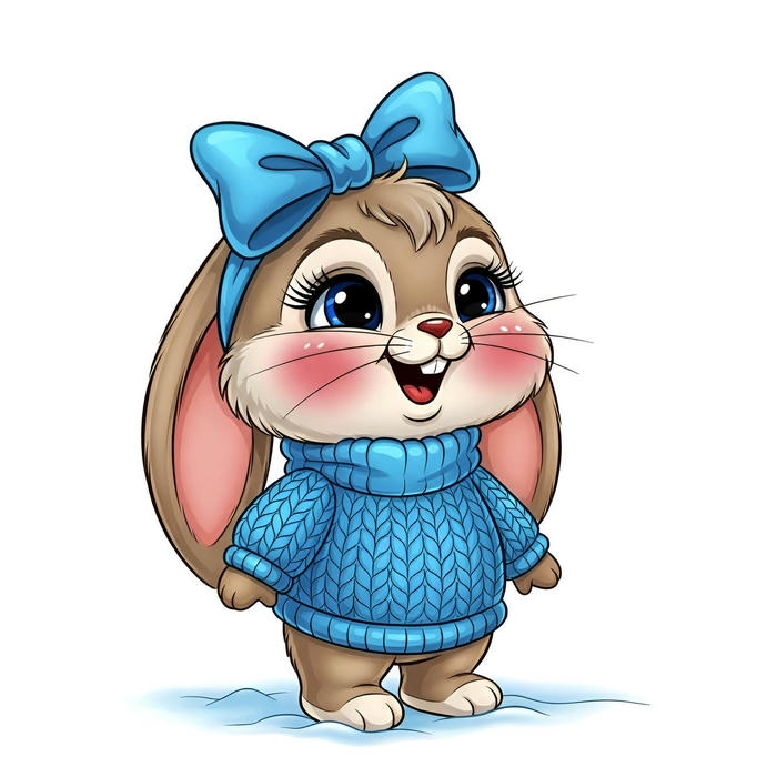 Hình ảnh chibi con thỏ nhỏ xinh mặc áo xanh