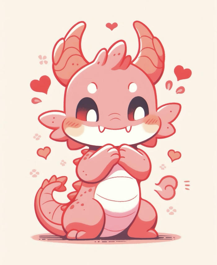 Hình ảnh chibi rồng ngộ nghĩnh nhiều trái tim