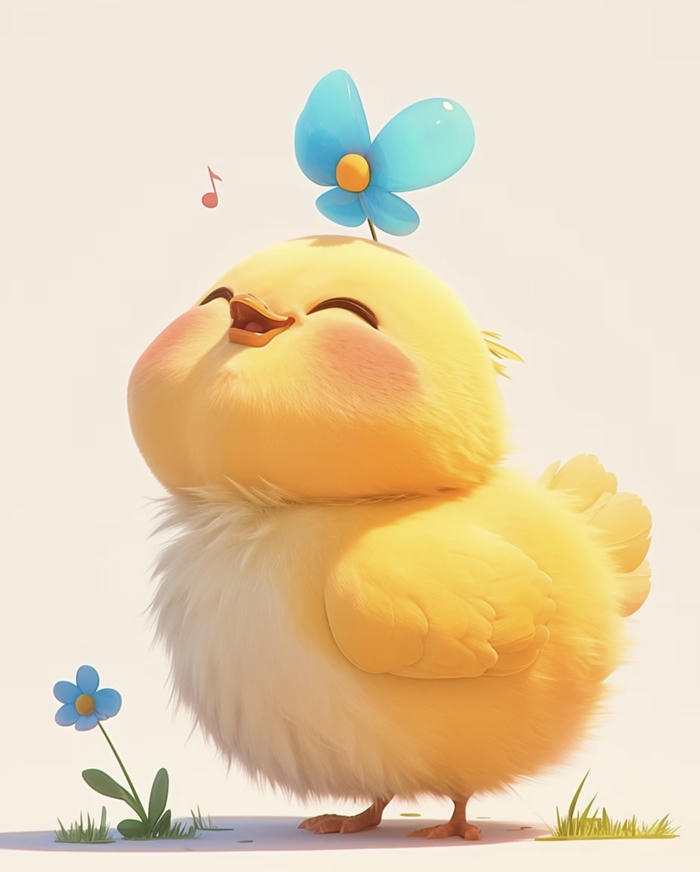 Hình ảnh con gà chibi đứng nghiêng