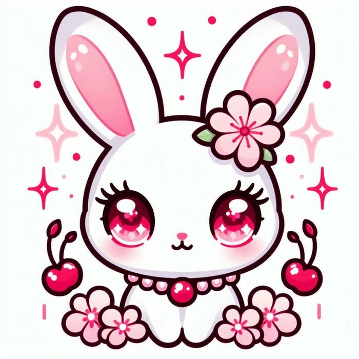 Hình ảnh con thỏ chibi mắt hồng