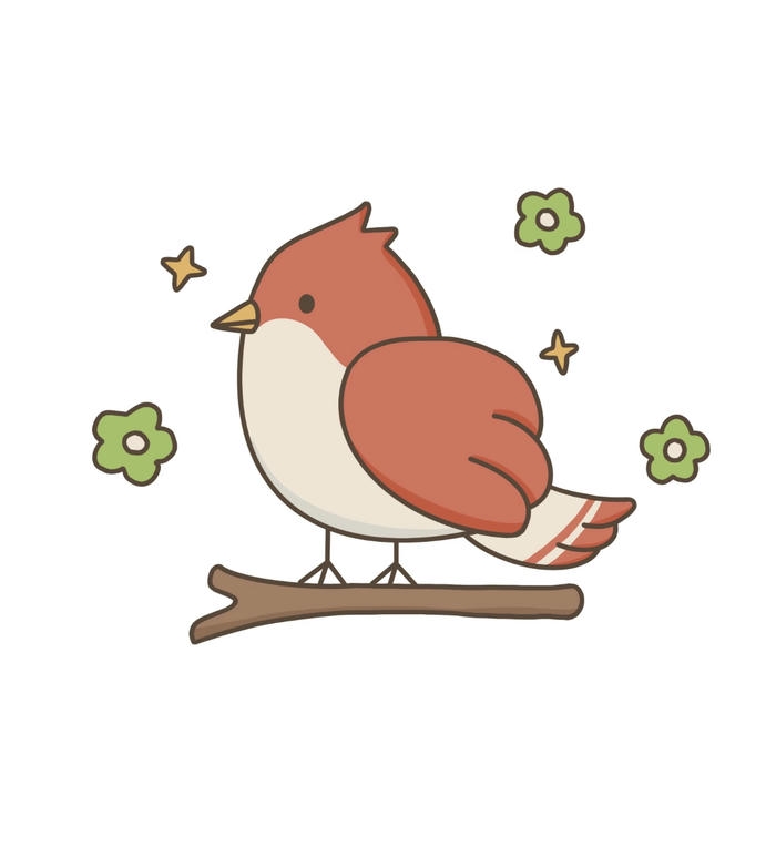 Hình ảnh của con chim chibi đậu ở cành