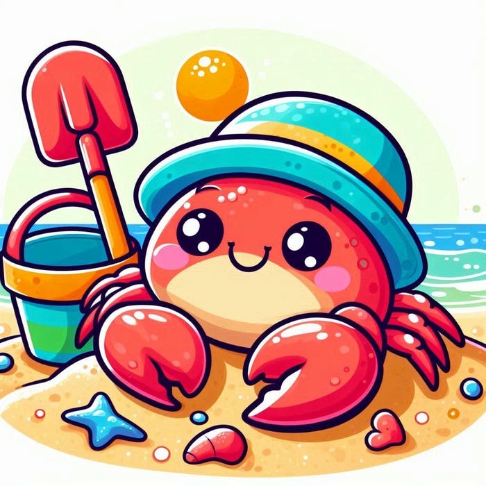 Hình ảnh vui nhộn của con cua chibi