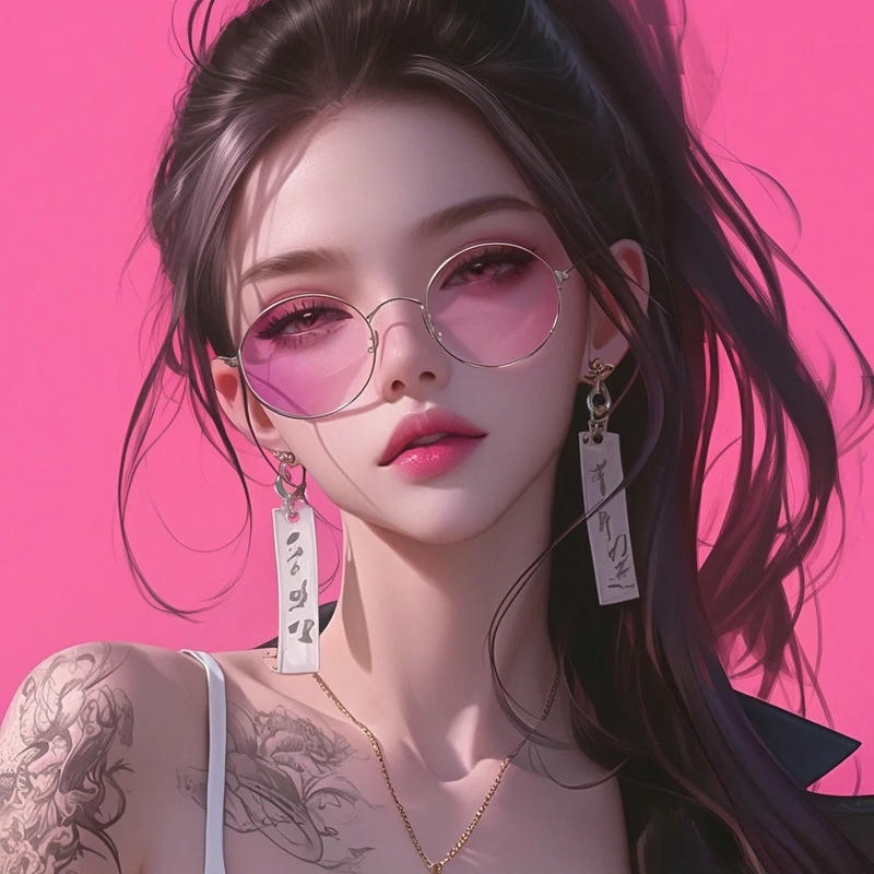 Hình avatar cô gái anime chất đeo kính xăm hình