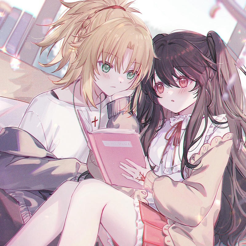 Hình avatar cute nữ hai cô gái ngồi đọc sách