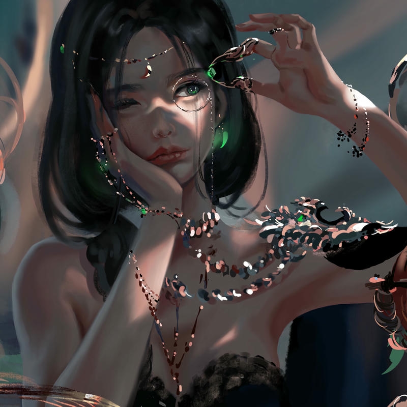 Hình avatar cute nữ tóc đen đeo trang sức đẹp