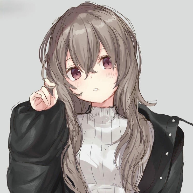 Hình avatar cute nữ tóc nâu mặc áo khoác xám