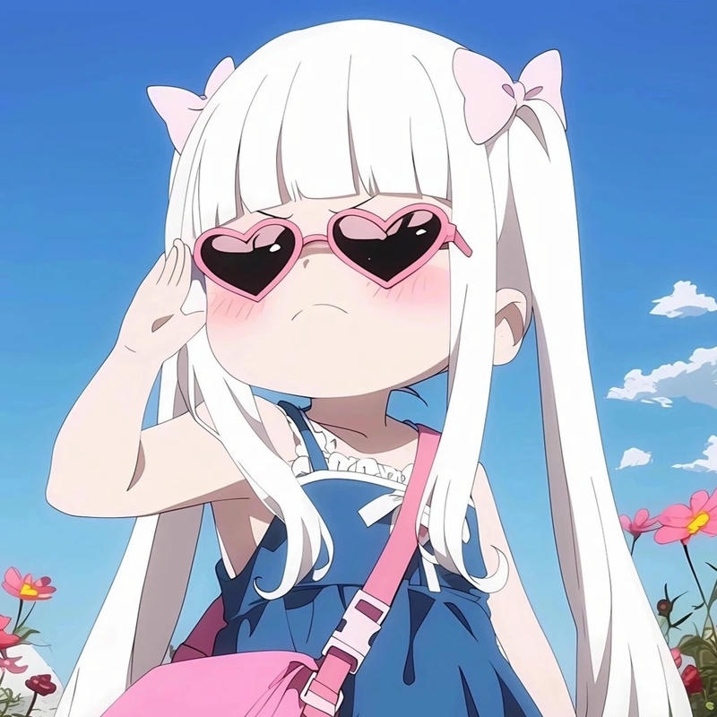 Hình avatar cute nữ tóc trắng đeo kính râm ngầu