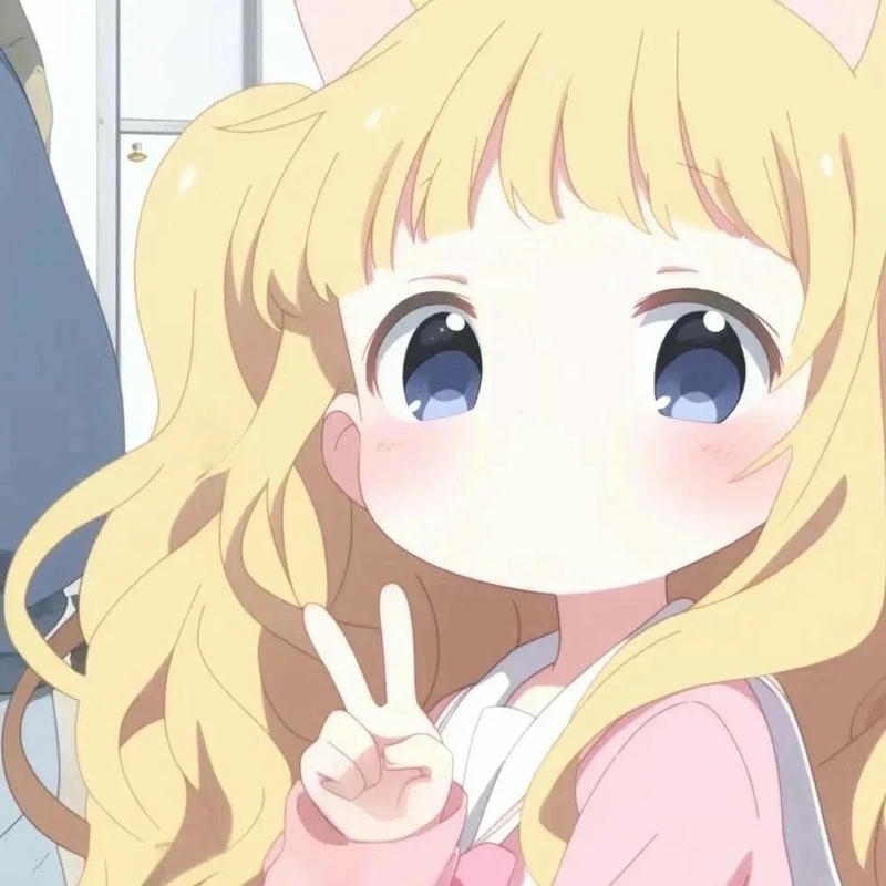 Hình avatar cute nữ tóc vàng giơ tay chữ V