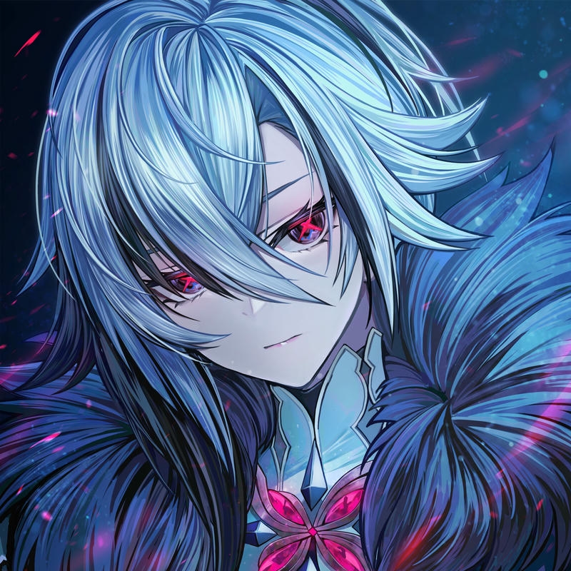 Hình avatar cute nữ tóc xanh mắt đỏ ấn tượng