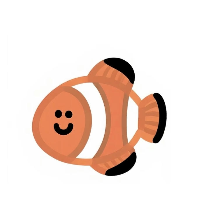 Hình cá chibi cute cam trắng