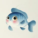 Hình cá chibi má hồng hoạt hình dễ thương