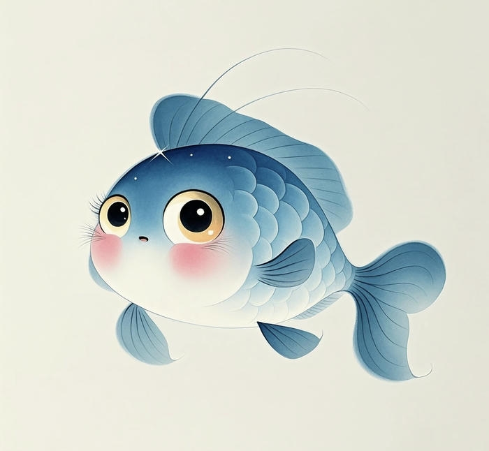 Hình cá chibi má hồng hoạt hình dễ thương