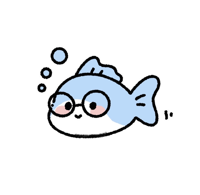 Hình cá chibi nhỏ nhắn đáng yêu đeo kính