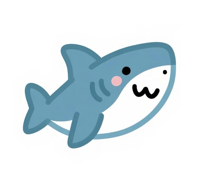 Hình cá chibi vui nhộn cá mập
