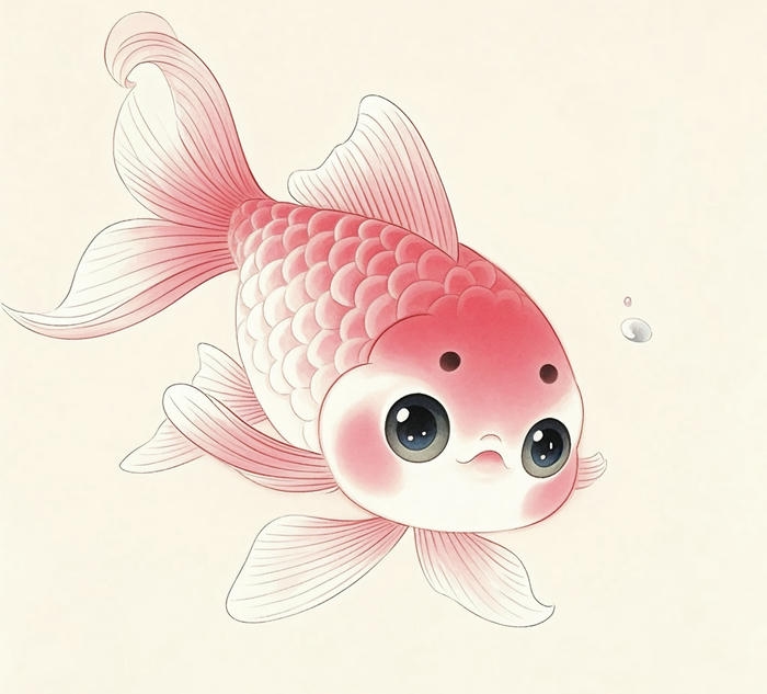 Hình chibi cá cute đơn giản màu hồng xinh