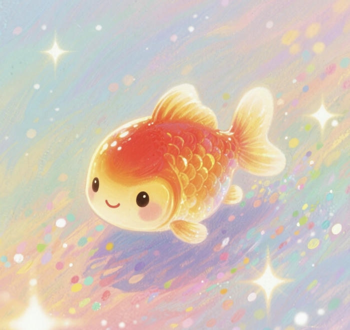 Hình chibi cá màu pastel nhẹ nhàng