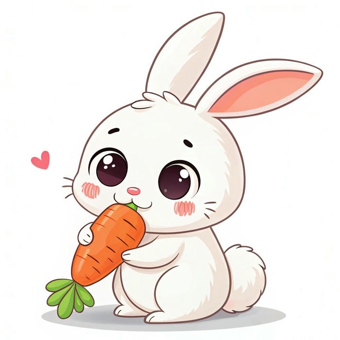 Hình chibi con thỏ ăn củ quả