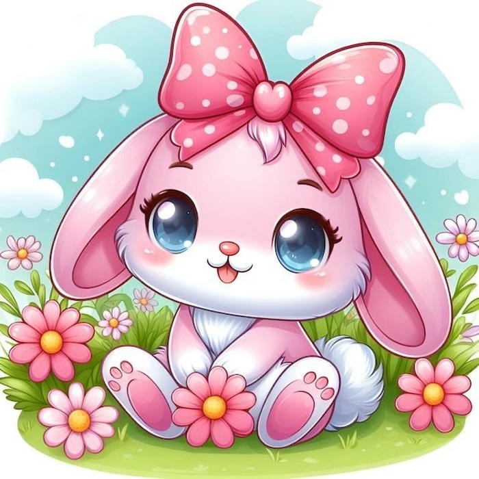 Hình chibi con thỏ cười nhẹ nhành