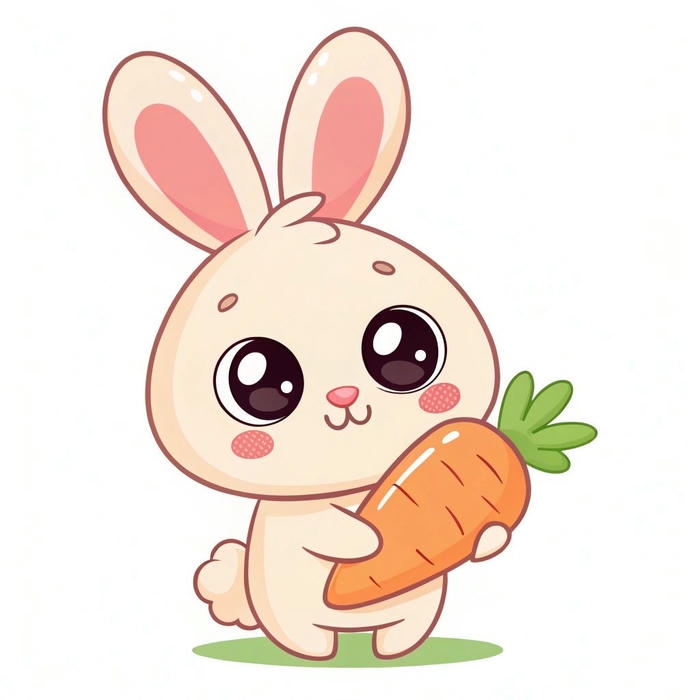 Hình chibi con thỏ ôm cà rốt