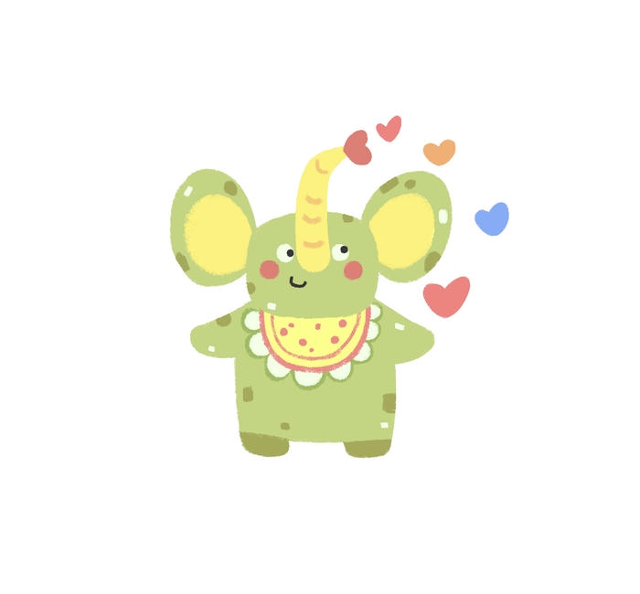 Hình chibi con voi xanh lá cây